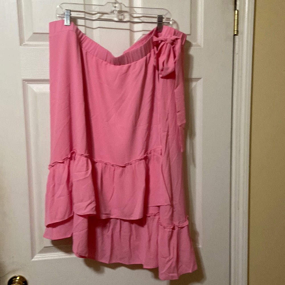 Bubble Gum Pink Wrap Midi Skirt